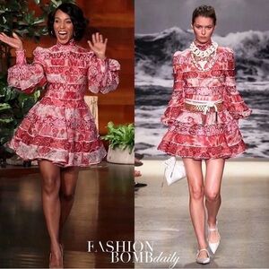 Zimmermann Wavelength Spliced Print Silk Mini Dress Size 0/XS Kerry Washington